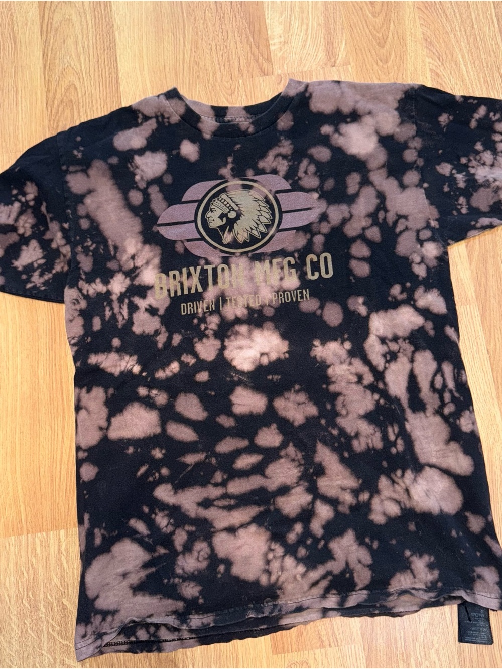 Brixton Black and Brown Bleached Graphic Short Sleeve Tee
